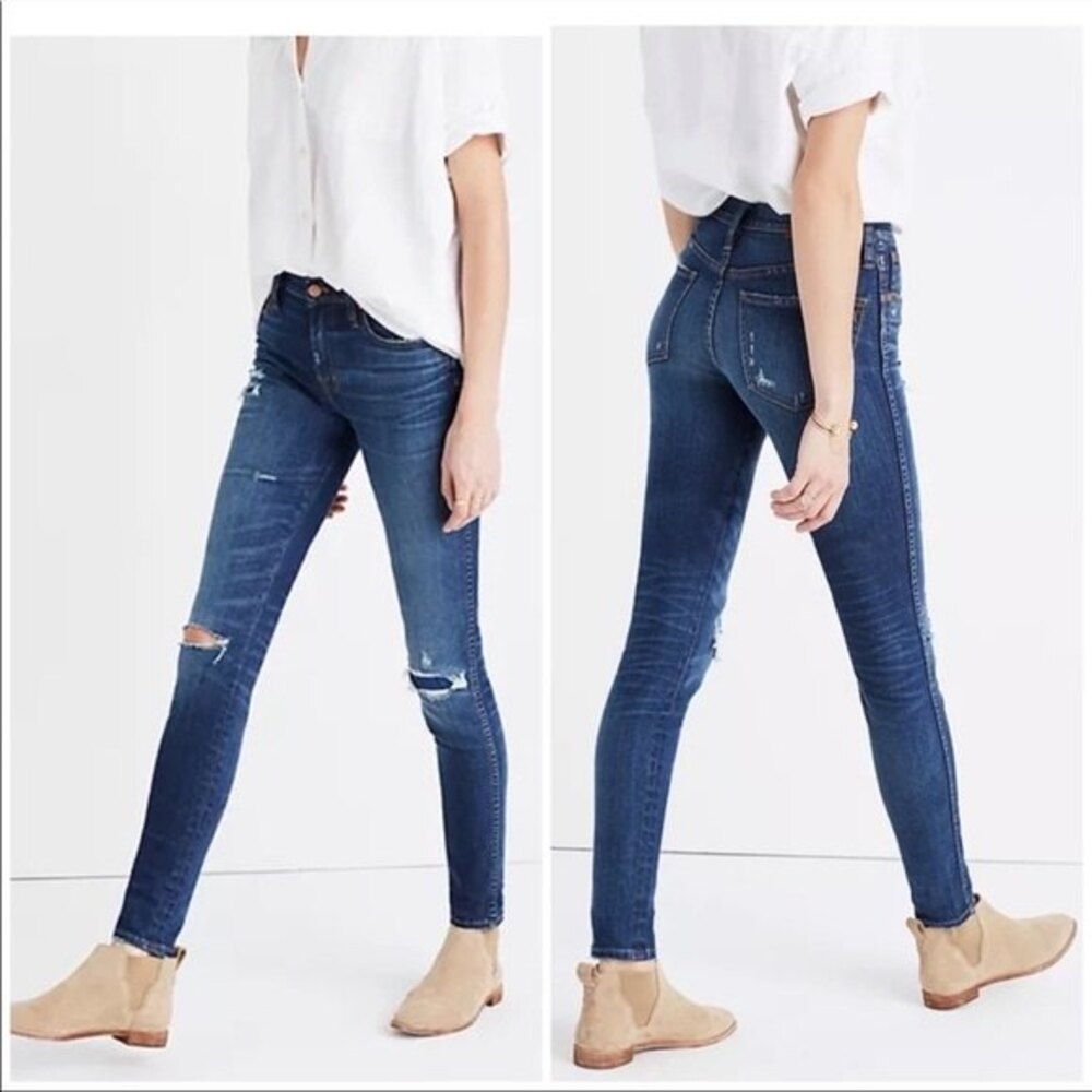 Madewell 9" High-Riser Skinny Skinny Jeans Ripped and Patched Edition 28 Tall